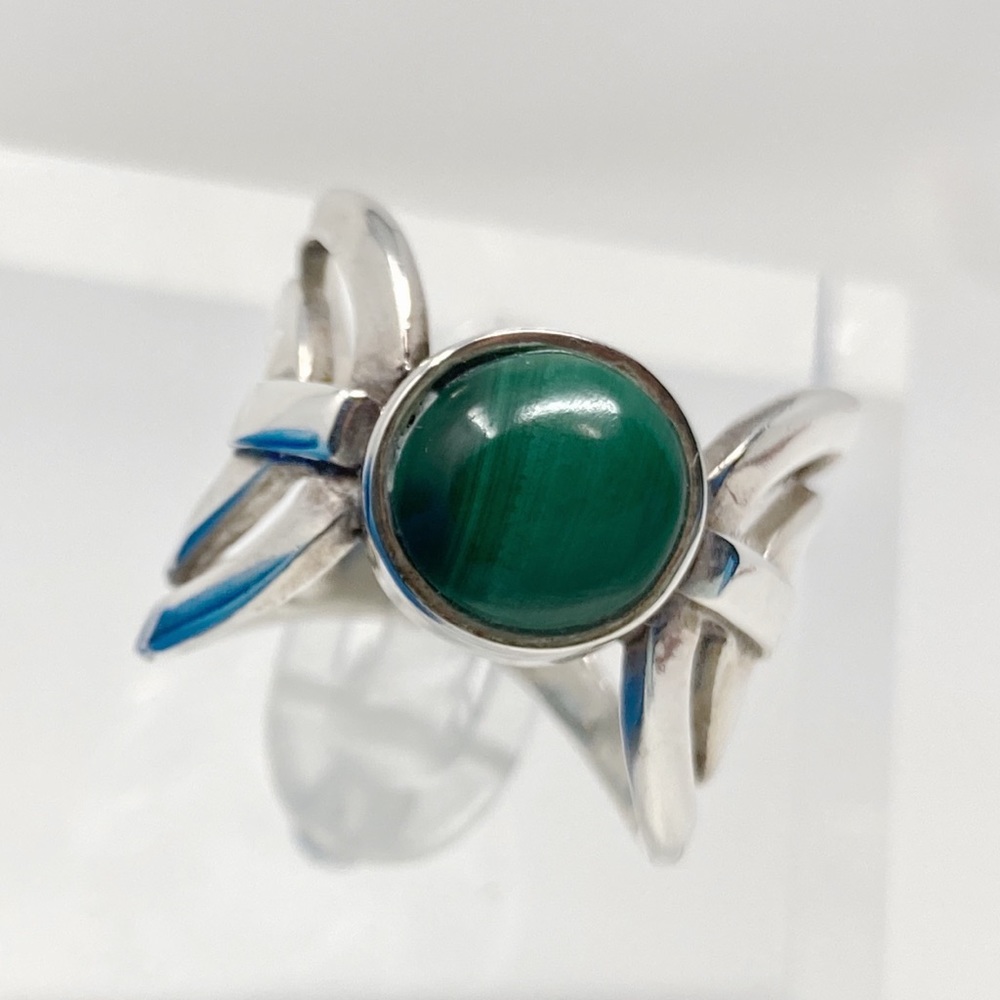 malachite stone
  sterling silver ring 925  for women